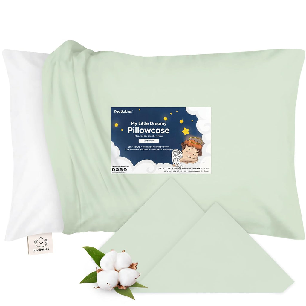 KeaBabies Toddler Pillowcase 13"x18" - Organic Cotton Toddler Pillowcase for Kids, Boys, Girls, Soft & Durable Cotton Cover for Miniature…