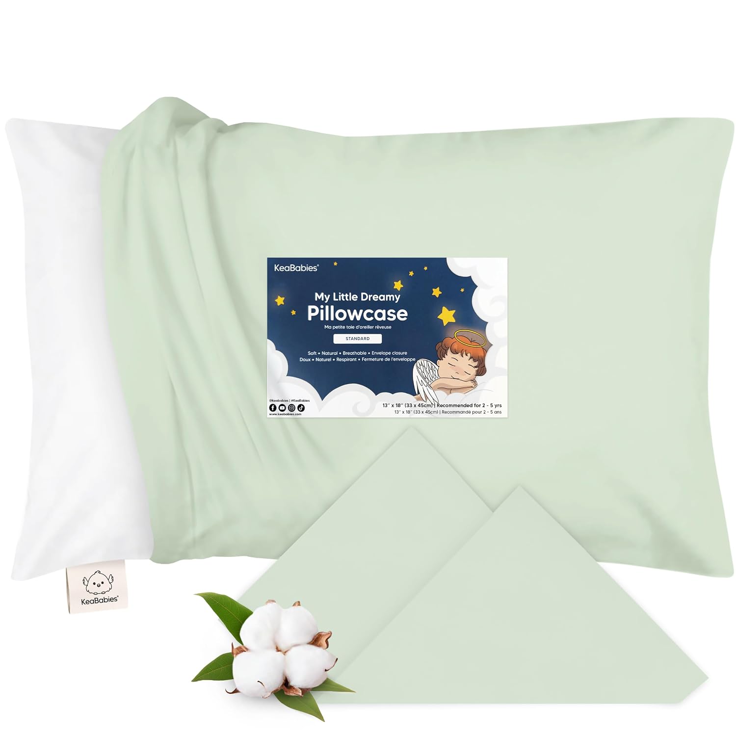 KeaBabies Toddler Pillowcase 13"x18" - Organic Cotton Toddler Pillowcase for Kids, Boys, Girls, Soft & Durable Cotton Cover for Miniature…