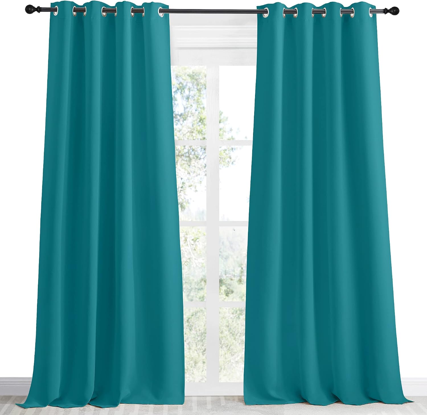 NICETOWN Peacock Teal Blackout Curtains 96inch Length, 1 Panel, W55 x L96, Chic Thermal Insulated Grommet Room Darkening Window Drapes…