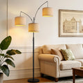 Dimmable 3 Lights Floor Lamp - 3000LM Super Bright Arc Floor Lamps for Living Room, Modern Tall Standing Lamp With Beige Shades, Mid…