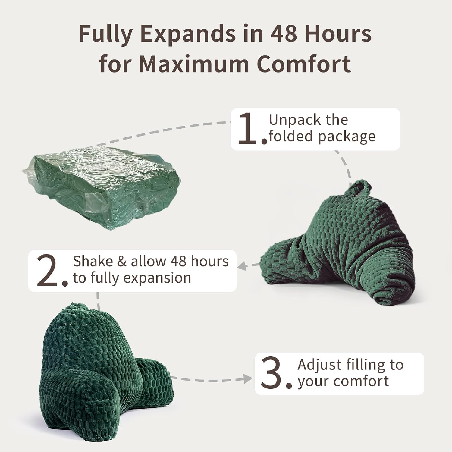 Faux Fur Reading Pillow for Bed Adults, Ultra Soft Plush Floor Backrest Pillow with Side Pockets for Bed & Couch, Perfect for Reading…