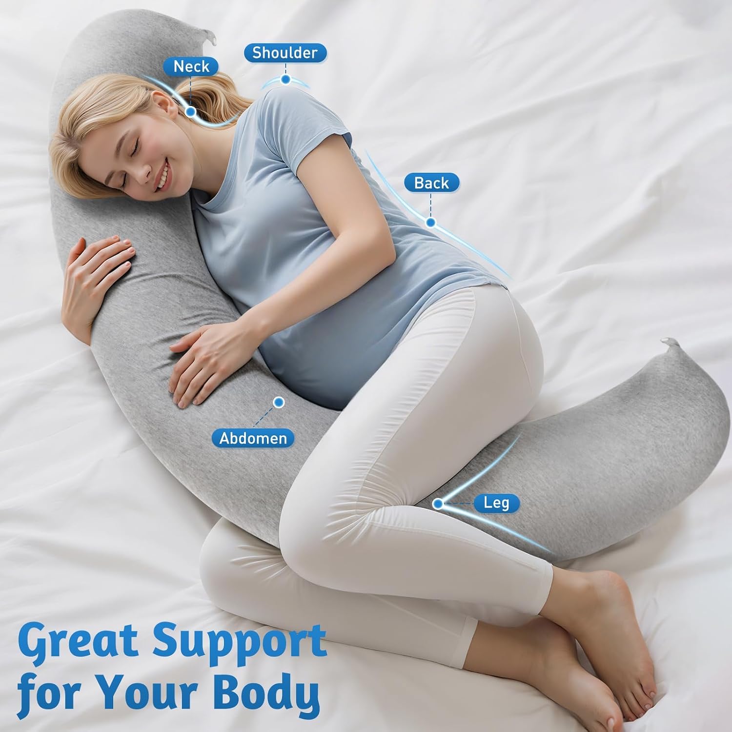 SweetSlubr Body Pillow, Pregnancy Pillows for Sleeping, C-Shaped Maternity Pillow for Pregnant Women with Adjustable Firmness, Full Body…