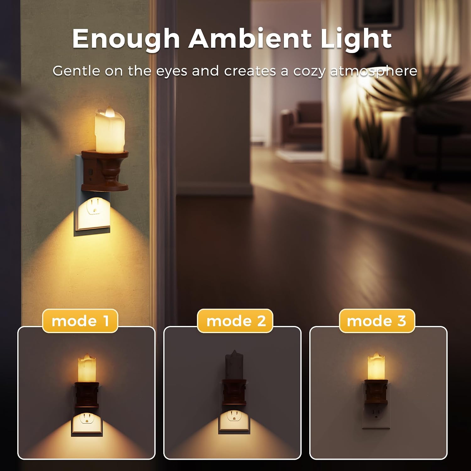 L LOHAS LED Night Light,[2-Pack] Flameless Candle Night Light with 3 Lighting Model, Dusk to Dawn Sensor, Brightness Adjustable,3000K Soft…