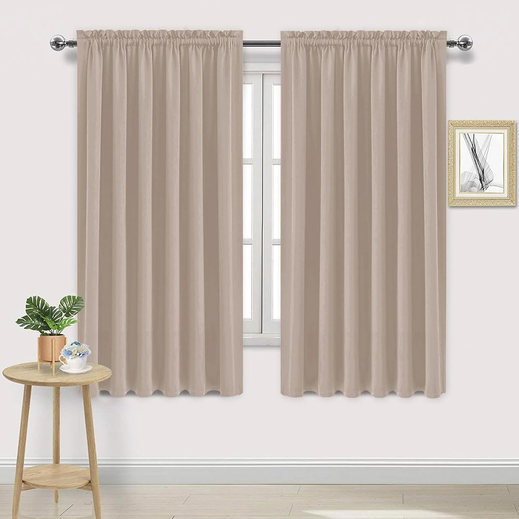 DWCN Blackout Curtains for Living Room Thermal Insulated, Energy Saving & Noise Reducing Bedroom Curtains, Camel, W 70x L 63 Inch, Set of…