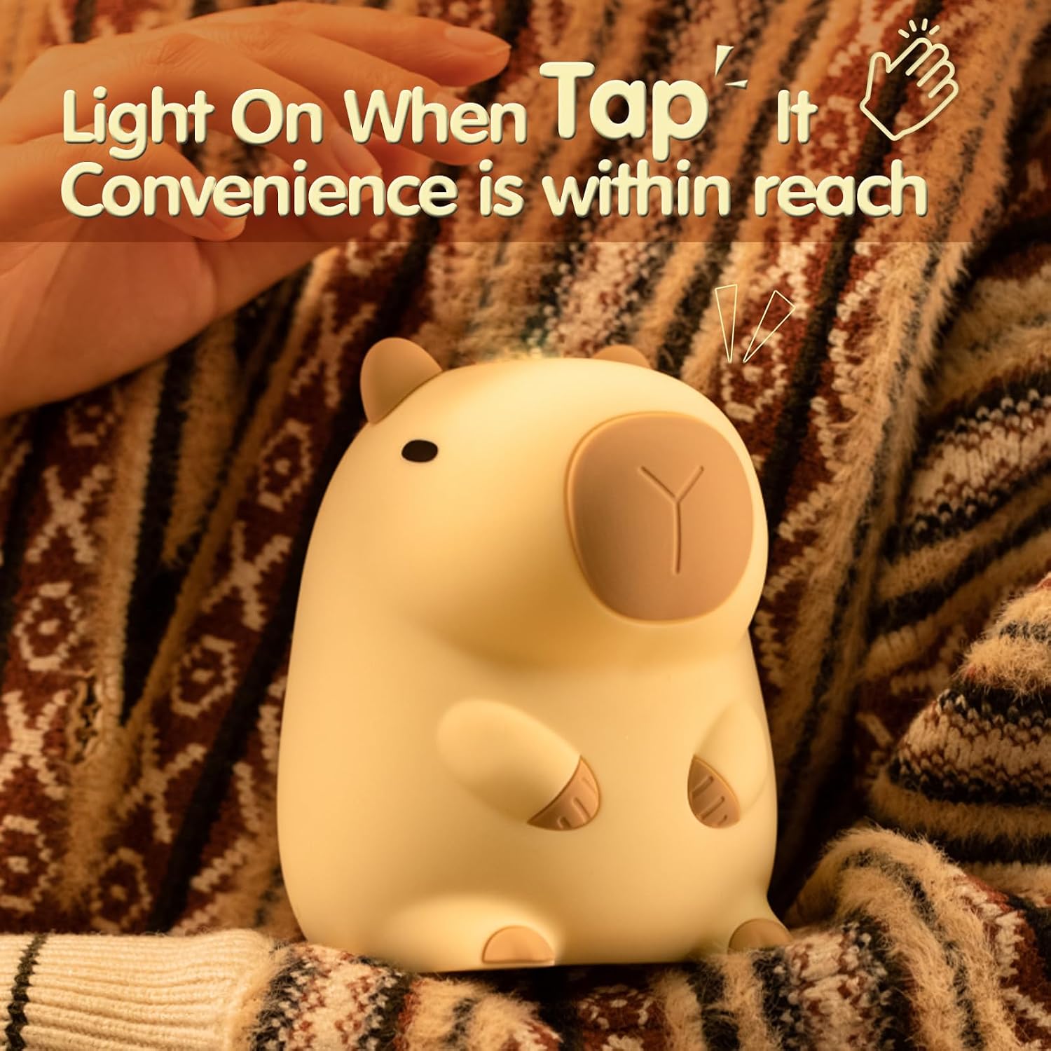 Atsuinightlight ATSUI Cute Capybara Night Light, LED Squishy Novelty Animal Lamp, Food Grade Silicone, 2 Level Dimmable, Breastfeeding Nurs…
