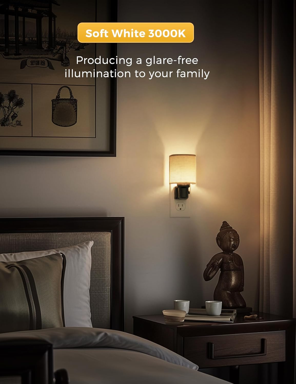 L LOHAS LED Night Lights Plug into Wall, Plug in Night Light Dimmable 100LM, Farmhouse Decorative Nightlights Plug in Wall, Light Sensor…