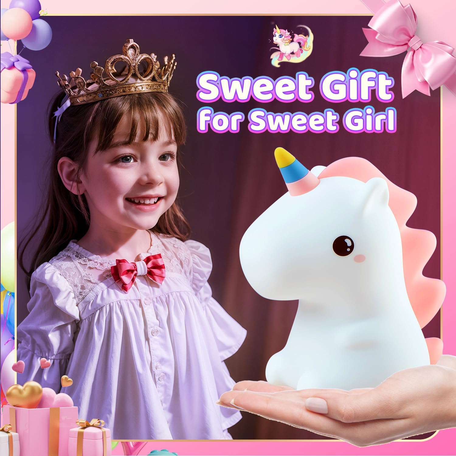 One Fire Unicorn Night Light for Kids,【Cute Gifts&Remote】 16 Colors Cute Night Light,5 Lightness & Last 10H Nightlight for Kids Room, Soft…