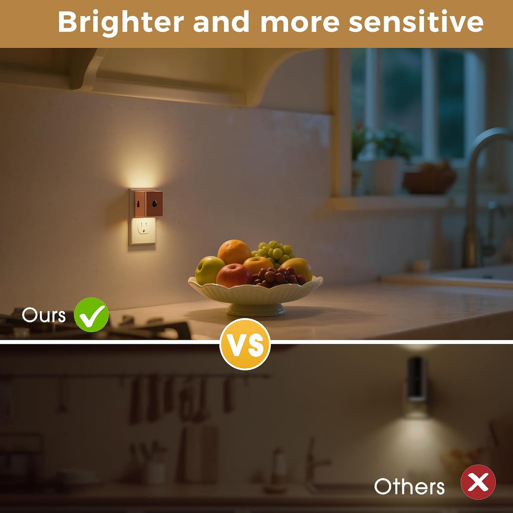 L LOHAS LED Night Light, Plug in Night Light with Motion Sensor and Dusk to Dawn Sensor, Brightness Adjustable,3000K Soft White, Rose Gold…