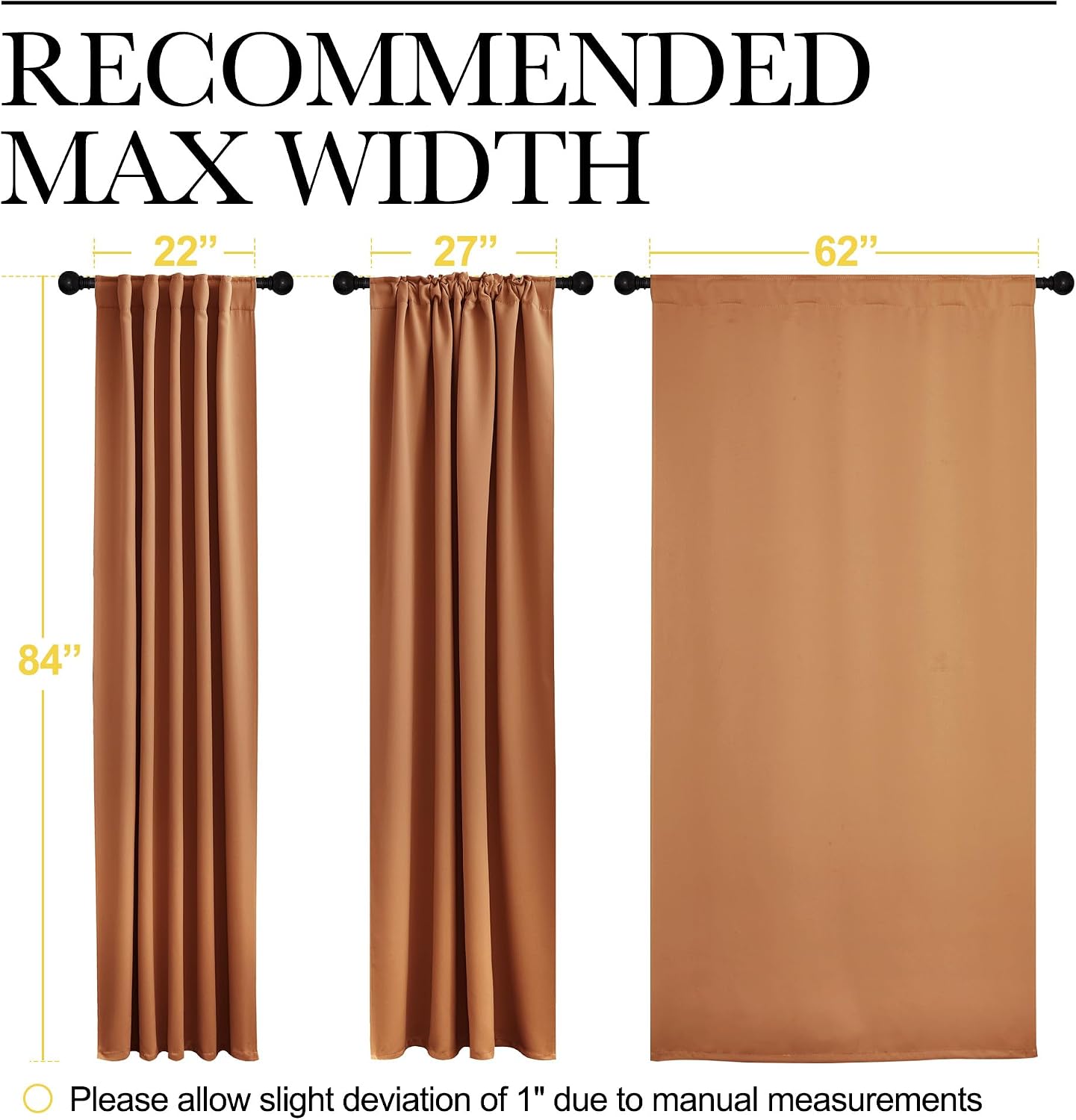Nicetown Halloween Living Room Darkening Curtain Drapes, Burnt Orange Color, W62 x L84, Set of 2, Door Curtain for Doorway Privacy, Blackou…