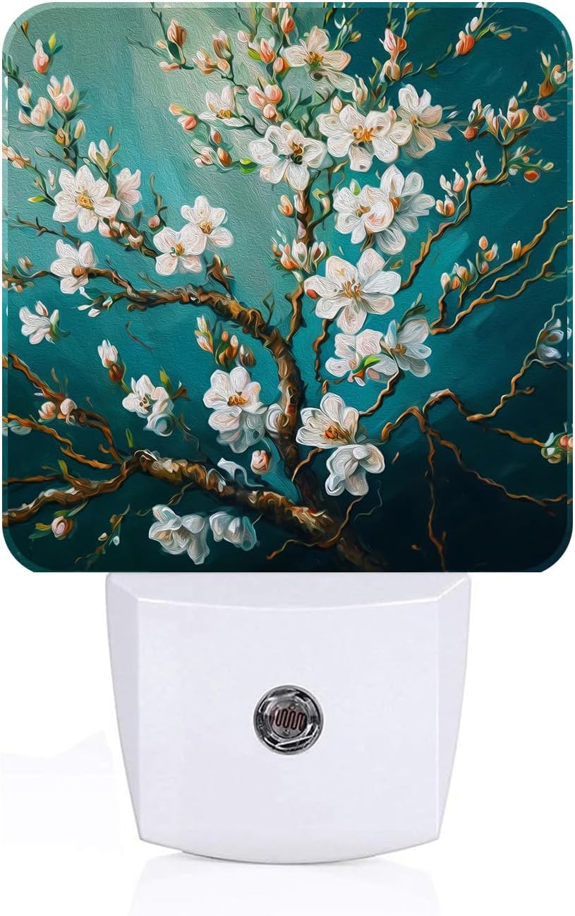Blossoming Almond Tree Night Light, Plug-in Nightlights Auto Sensor Night Lamp Dusk to Dawn Lamp Home Decor for Nursery Children Girls Boys