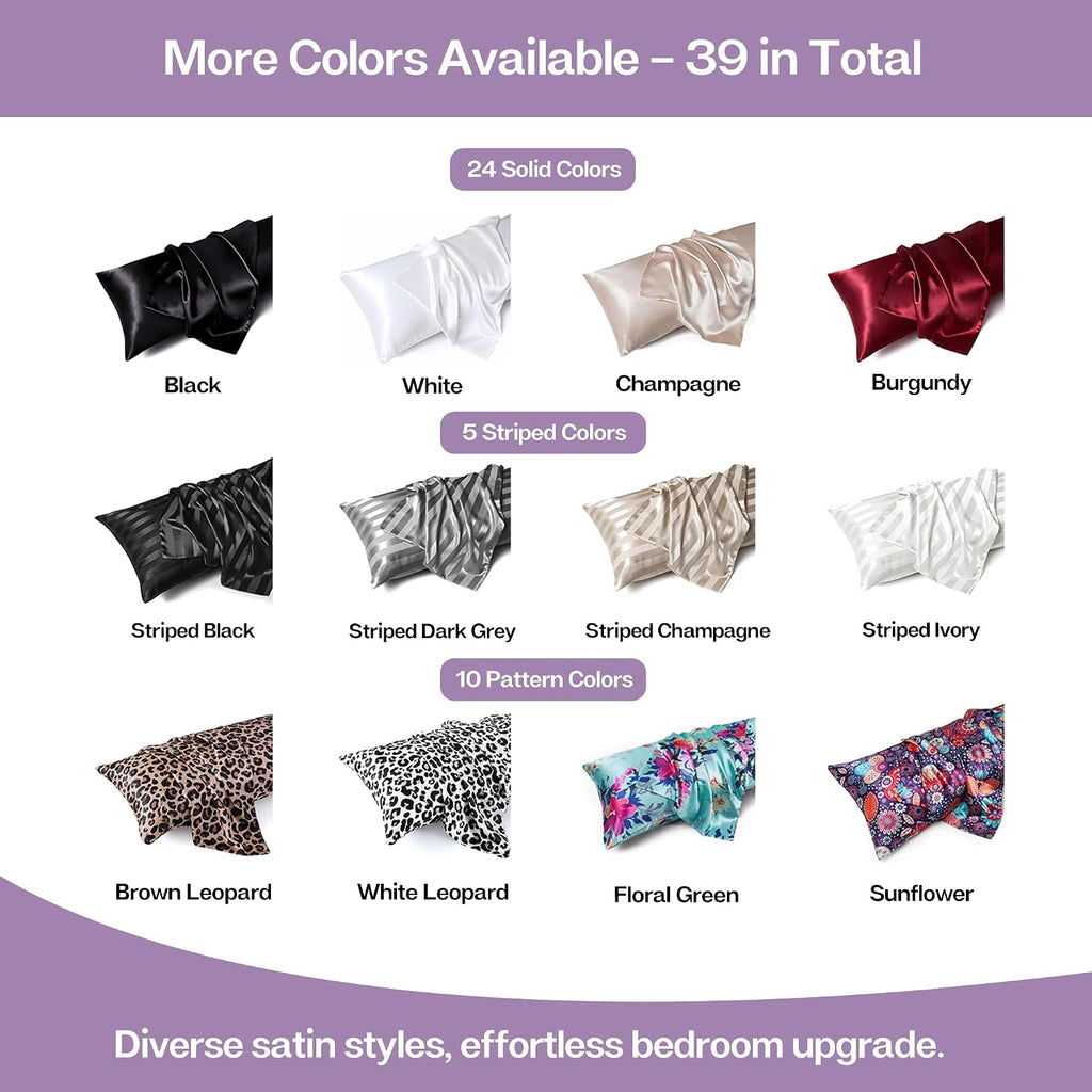 MR&HM Satin Body Pillow Cover, Soft and Breathable Body Pillow Case with Envelope Closure, Cooling and Silky Long Pillowcase for Hair and…