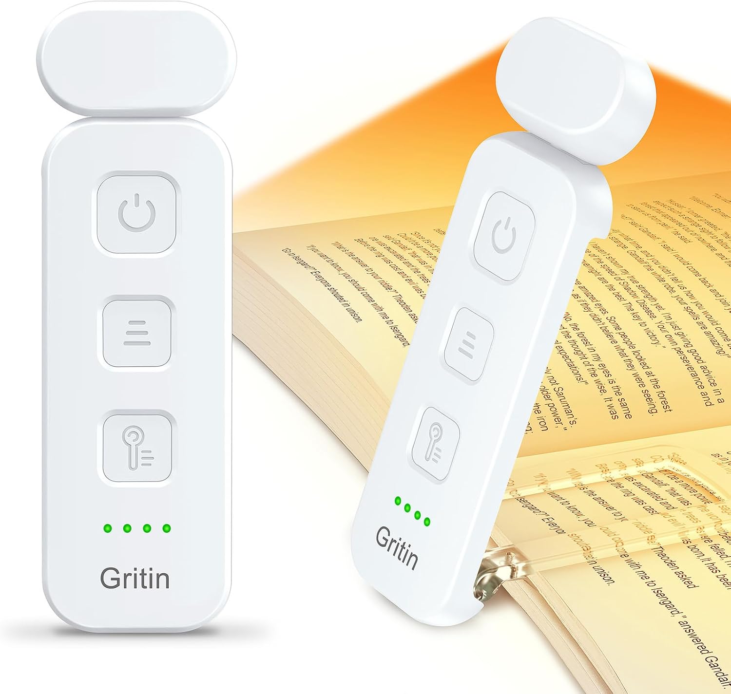 Gritin Reading Light, Rechargeable Book Light for Reading in Bed - Eye Caring 3 Color Temperatures, 5-Level Dimmable Brightness, Long…