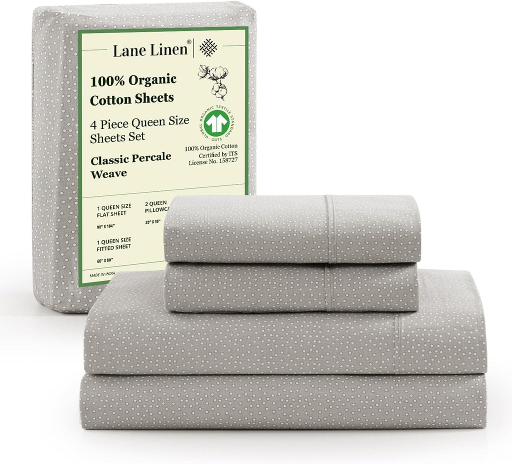 LaneLinen LANE LINEN Sustainably Produced 100% Organic Cotton Twin Bed Sheet Set, Soft & Breathable Naturally Cool Temperature Regulating T…