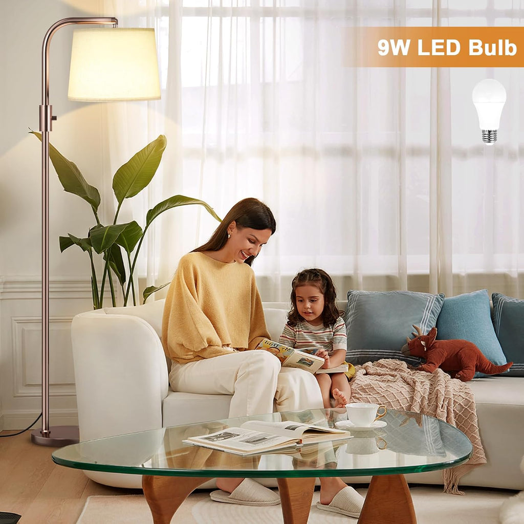 Ambimall Fully Dimmable Floor Lamp with 9W LED Bulb, Standing Lamp for Living Room with Adjustable Head, Modern Tall Light with Rotary…