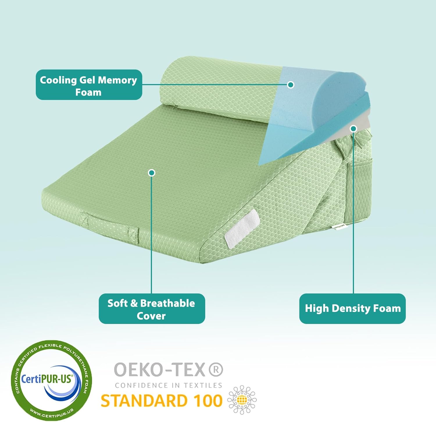 Bedluxe 3Pcs Orthopedic Bed Wedge Pillow Set, Foam Wedge Pillow Post Surgery for Back, Leg and Knee Support, Adjustable 9&12 Inch Folding T…
