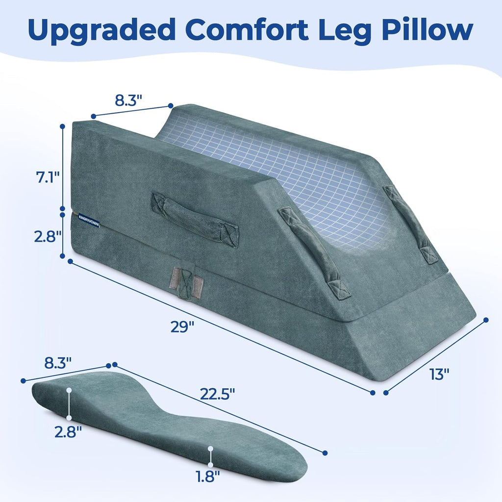 KingPavonini 4-Height Adjustable Leg Elevation Pillows for After Surgery with Ergonomic Curve, Memory Foam Wedge Pillow for Legs Swelling a…