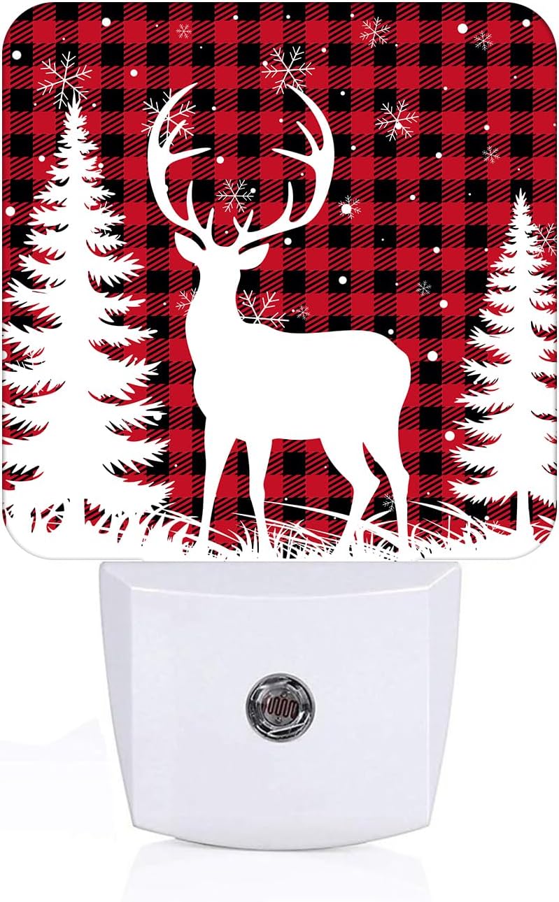 Silhouette Christmas Elk Night Light, Plug Into Wall Decor for Stairway, Hallway, Kitchen, Dusk to Dawn Sensor Nightlights for…