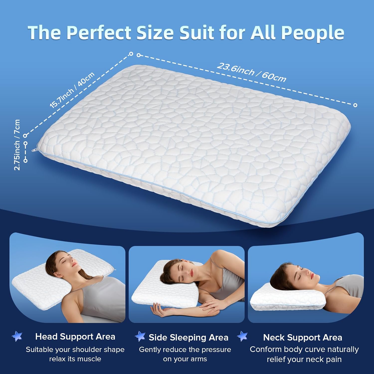 Supamodern Ultra Thin Flat Pillows for Sleeping, Cooling Memory Foam Pillow 2.75 in Height Ultra Thin Pillow, Low Profile Sleeper Pillow…