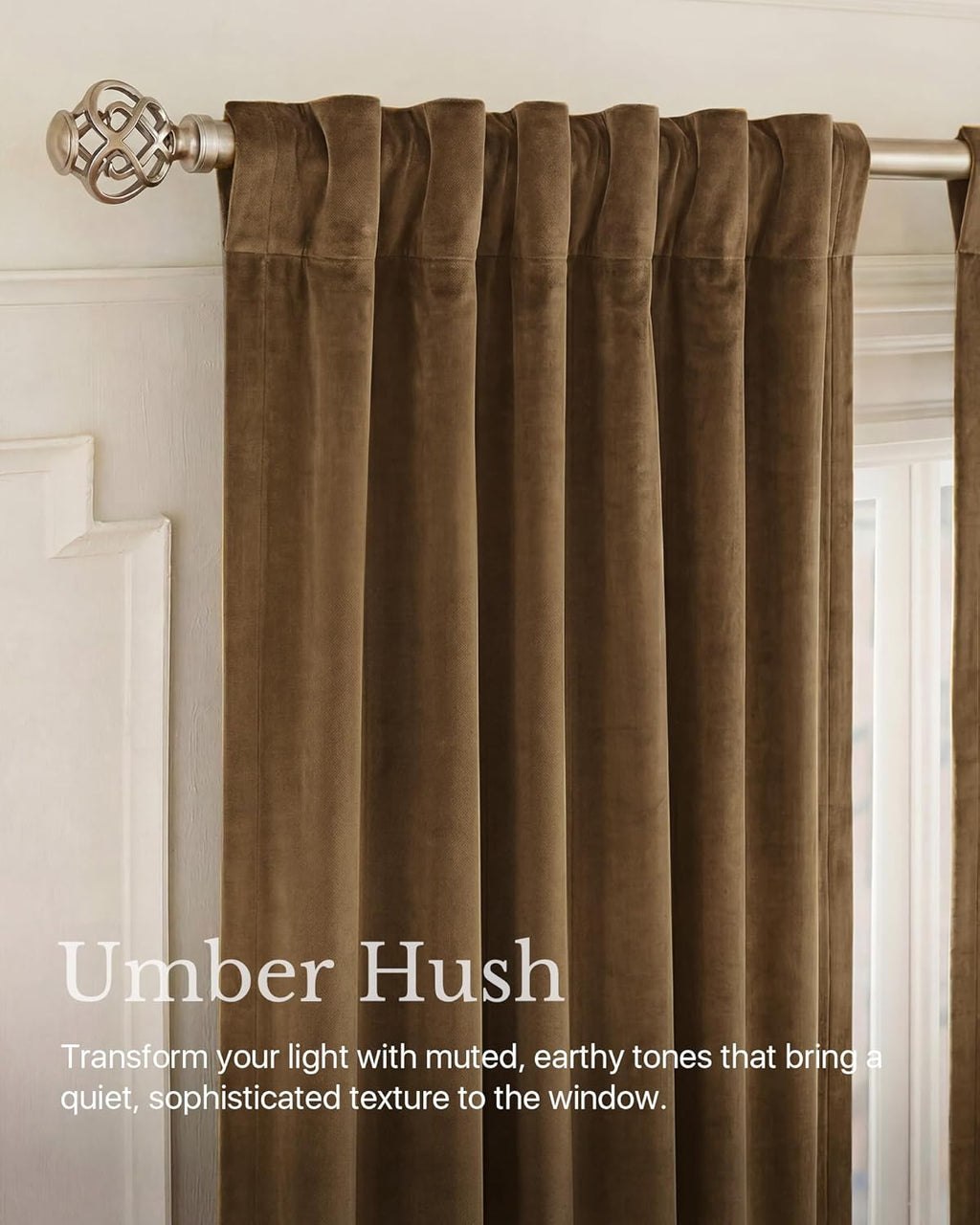Nicetown Blackout Brown Velvet Curtains for Bedroom, Rod Pocket & Back Tab Room Darkening Luxury Window Treatments Soft Thermal Drapes for…