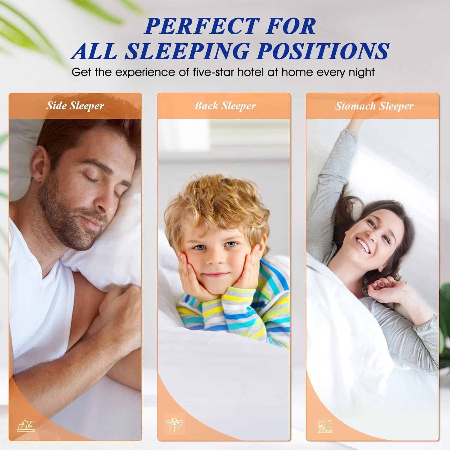 SEMZSOMHotelCollection SEMZSOM Bed Pillows for Sleeping, Full Standard Size Set of 2 Luxury Hotel Pillows with Soft Down Alternative Fillin…