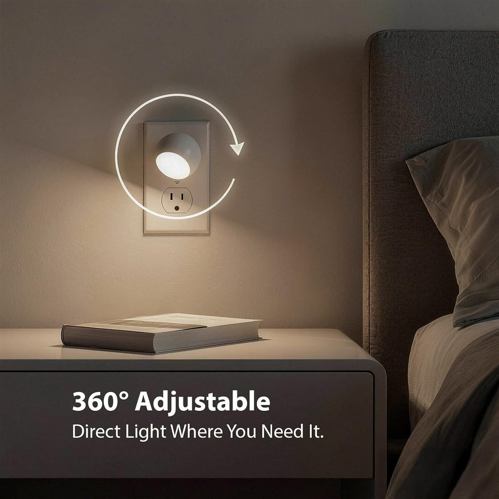 Mini LED Night Light Plug-in Smart Sensor Directional Lamp with 360° Rotating Head Auto Dusk to Dawn Lighting Energy Saving Pet Friendly…