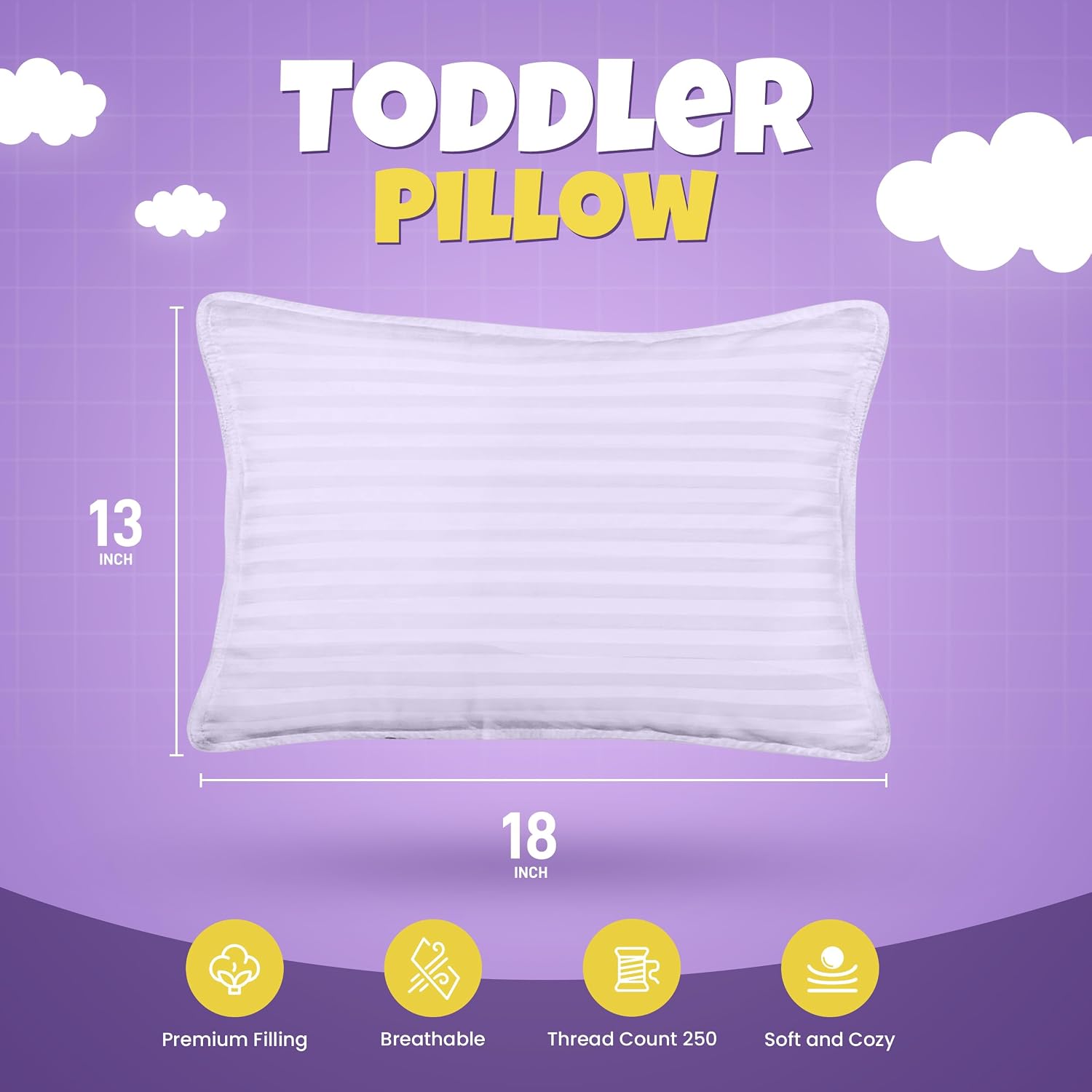 Utopiabedding Utopia Bedding Toddler Pillow (Lavendar, 2 Pack), 13x18 Small Kids Pillow for Sleeping, Soft and Breathable Cotton Blend Shel…