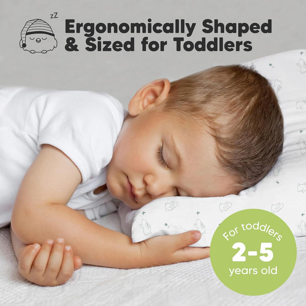 KeaBabies 2-Pack Toddler Pillows 2 Year Old to 5-13x18 Soft Organic Cotton Kids Pillow for Sleeping, Travel, School, Daycare, Nap…