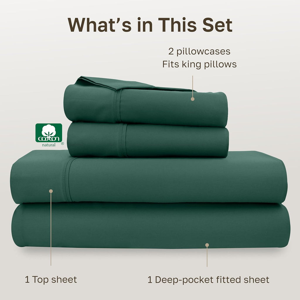 CaliforniaDesignDen California Design Den Soft 100% Cotton Sheets King Size Set, 400 Thread Count Good Housekeeping Award Winner, Silky Sat…