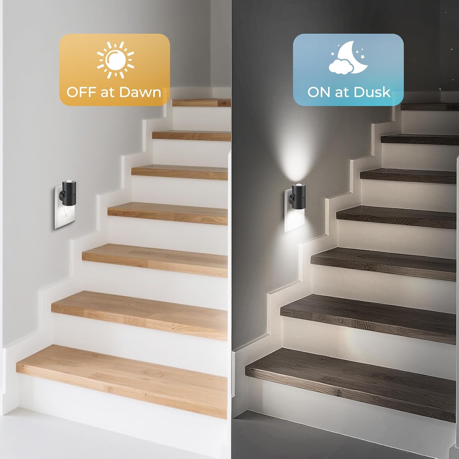 TSEXES LED Night Lights Plug into Wall, Dimmable Plug in Night Light, Dusk to Dawn,5000K Daylight,0-200LM Bright Nightlight Auto-On/Off…