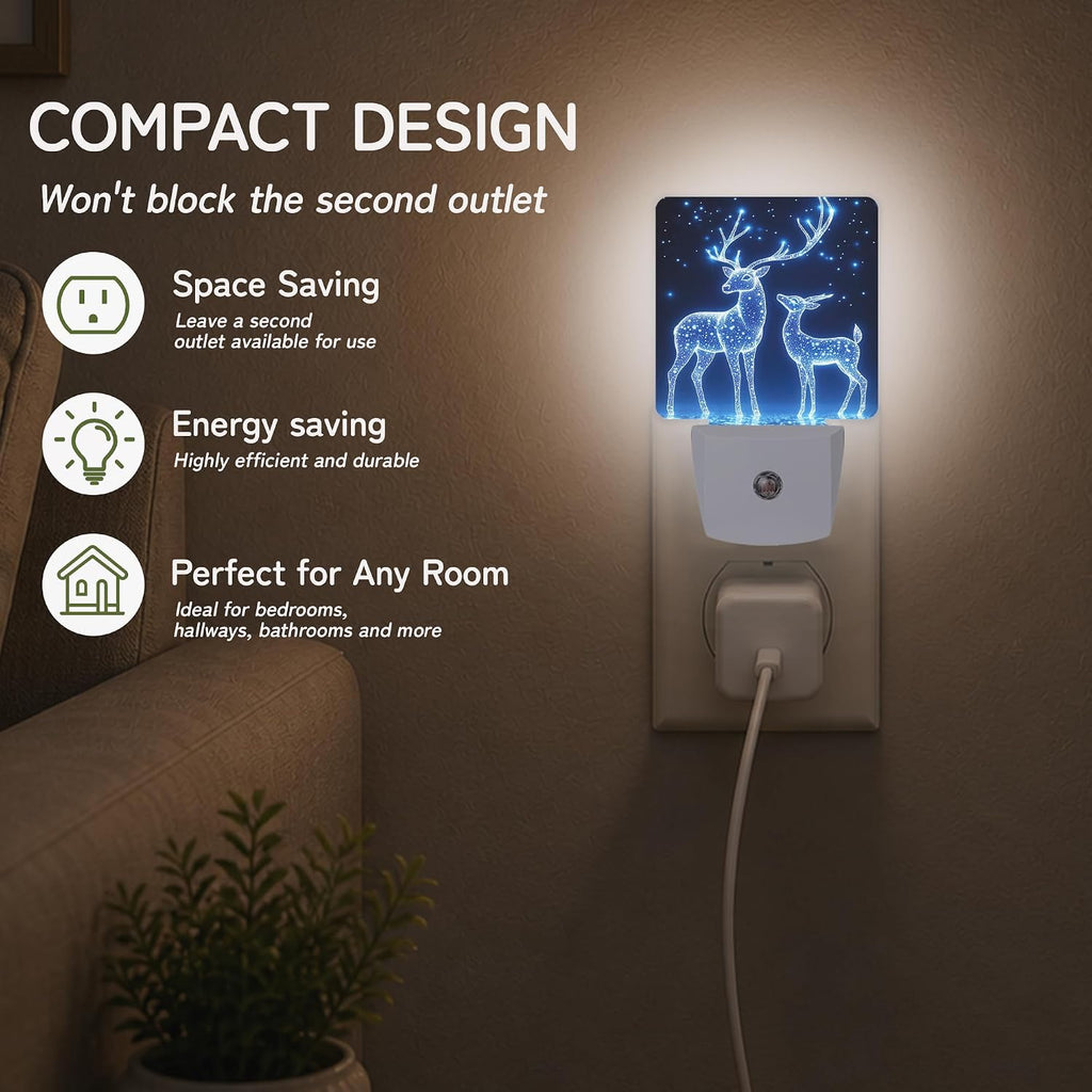 Night Light, Christmas Reindeer Night Lights Plug into Wall for Bedroom Bathroom Hallway Kitchen, Dusk to Dawn Sensor Decorative Gift for…