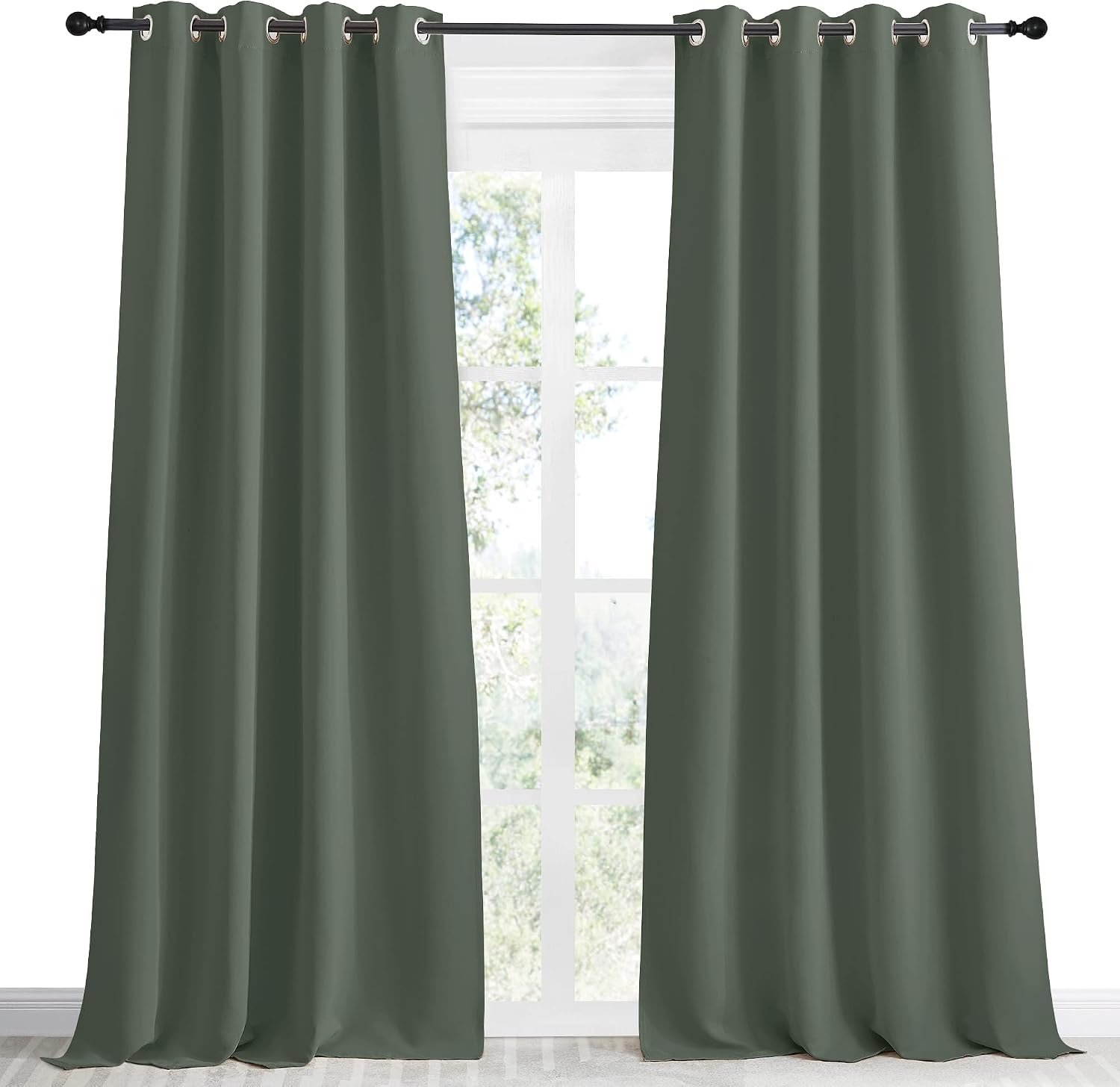 NICETOWN Blackout Curtain for Living Room 96 inch Long, 1 Panel, Dark Mallard, W55 x L96, Grommet Thermal Insulated Room Darkening Sound…