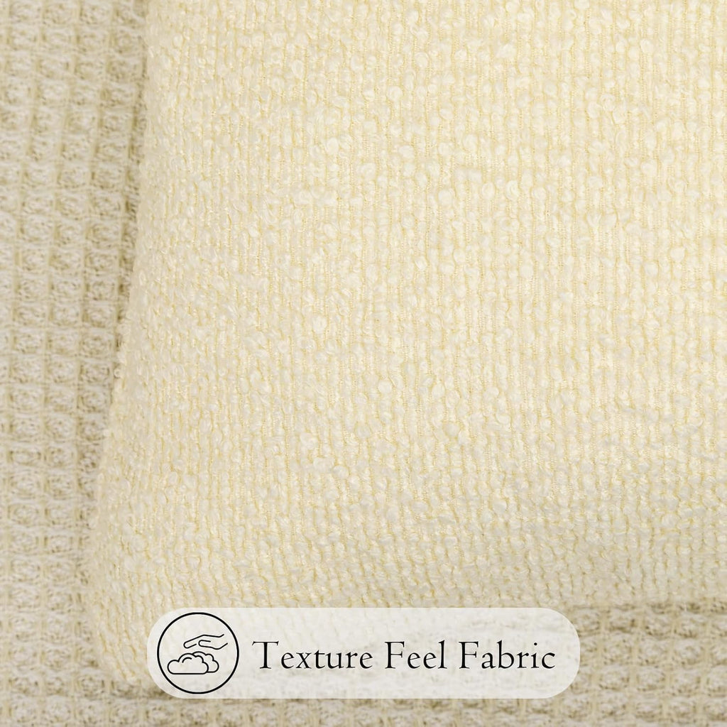JoraLion 14x36 inch Boucle Lumbar Pillow Cover, Ivory Woven Texture Neutral Long Pillow Cover Breathable Cushion Case for Couch Sofa Bed…