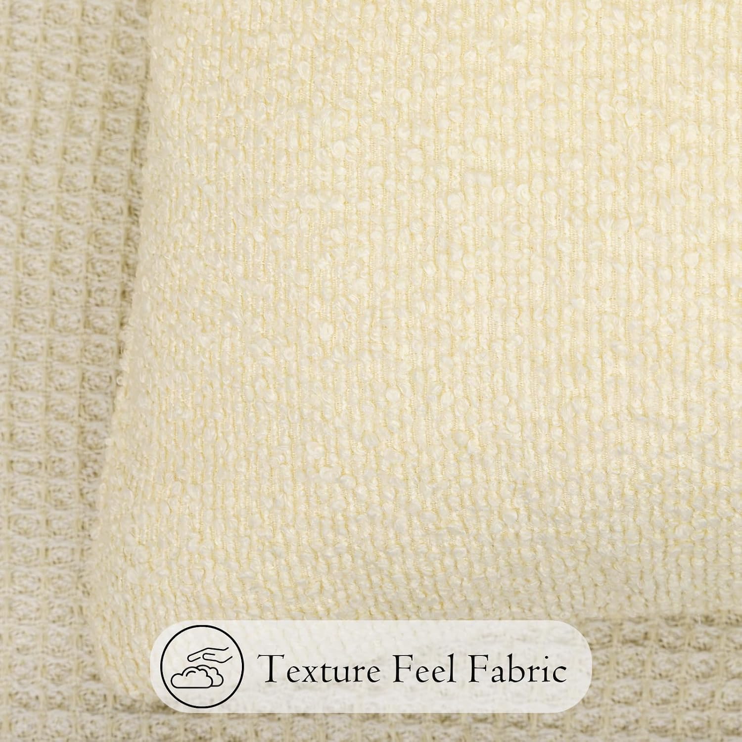 JoraLion 14x36 inch Boucle Lumbar Pillow Cover, Ivory Woven Texture Neutral Long Pillow Cover Breathable Cushion Case for Couch Sofa Bed…