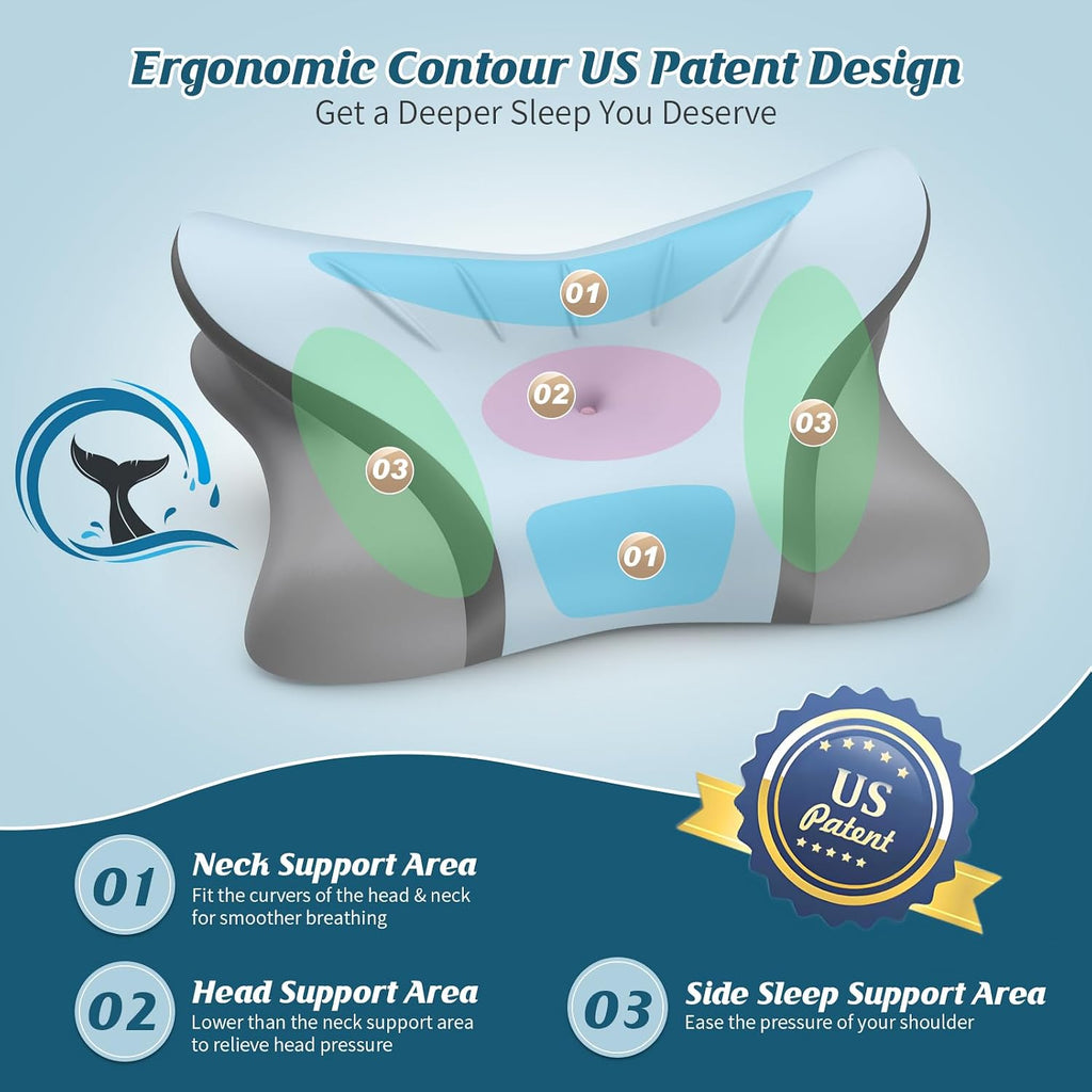 Hamyodo Cervical Pillow for Neck, Ergonomic Pillow for Sleeping, Neck Support Bed Pillows, Orthopedic Contour Pillow for Side Back Stomach…