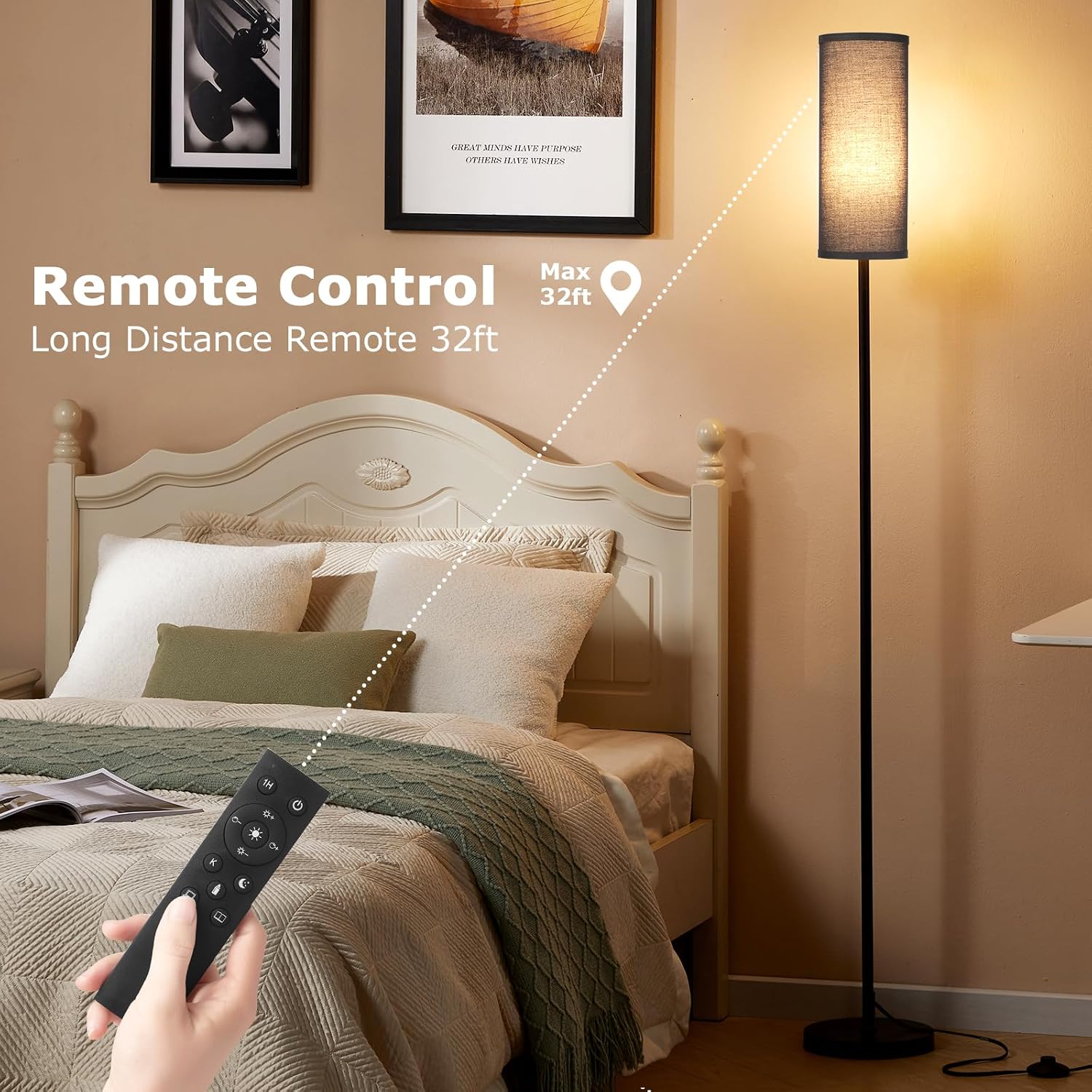 Ambimall 64'' Floor Lamps for Living Room with Remote Control and Stepless Dimmable Colors Temperature & Brightness, 9W Bulb…