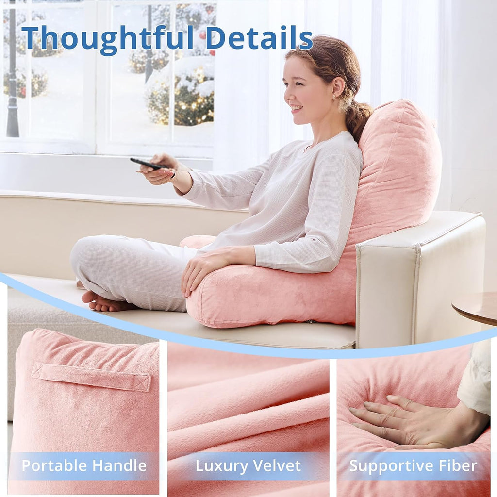 Sasttie 25-inch Reading Pillows for Sitting in Bed Adult, Jumbo Velvet Back Pillow Bed Sitting Up, XL High Back-Rest Support Cushion for…