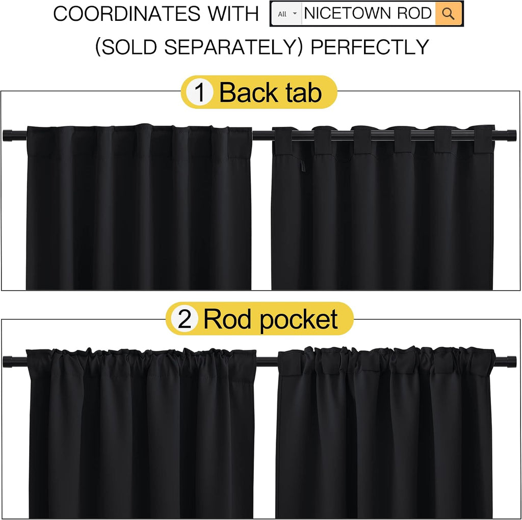 NICETOWN Halloween Short Curtains for Kitchen Window - (Black Color) W42 x L40, Double Panels, Home Decoration Light Blocking Thermal…