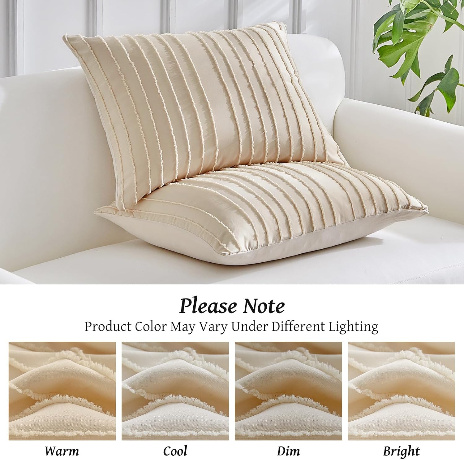 Warmdern Khaki Striped Pillow Covers Body Pillow Cover Soft Microfiber Stripe Pillow Cases Boho Tufted Stripes Textured Pillowcase with Env…