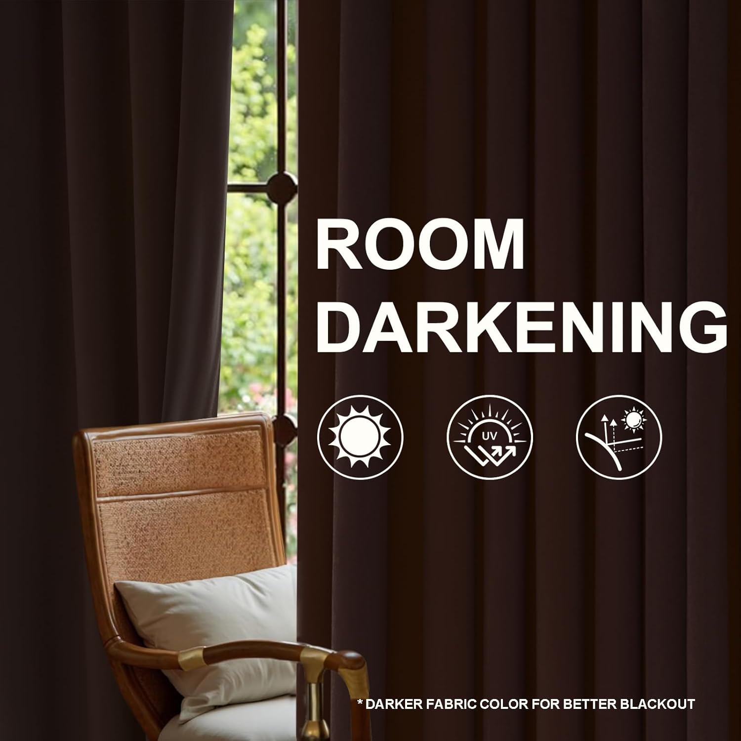 Drapenova 96 inches Long Brown Velvet Blackout Curtains for Living Room Bedroom Tan Luxury Vintage Room Darkening Thermal Insulated…