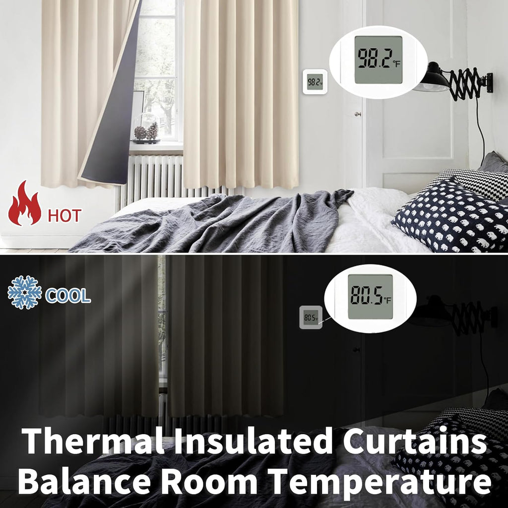 BGment Champagne Blackout Curtains 72 Inches Long with Thermal Insulation Liner,100% Blackout Noise Reducing Room Darkening Rod Pocket…