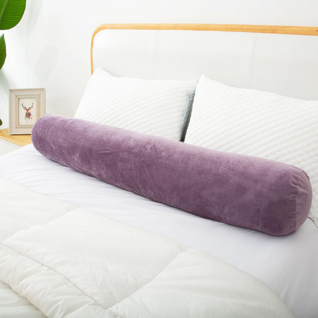 1 MIDDLE ONE Bolster Pillow for Bed, Long Round Body Pillow for Adults with Removable Velvet Cover, Decorative Tube Roll Cylinder Pillow…
