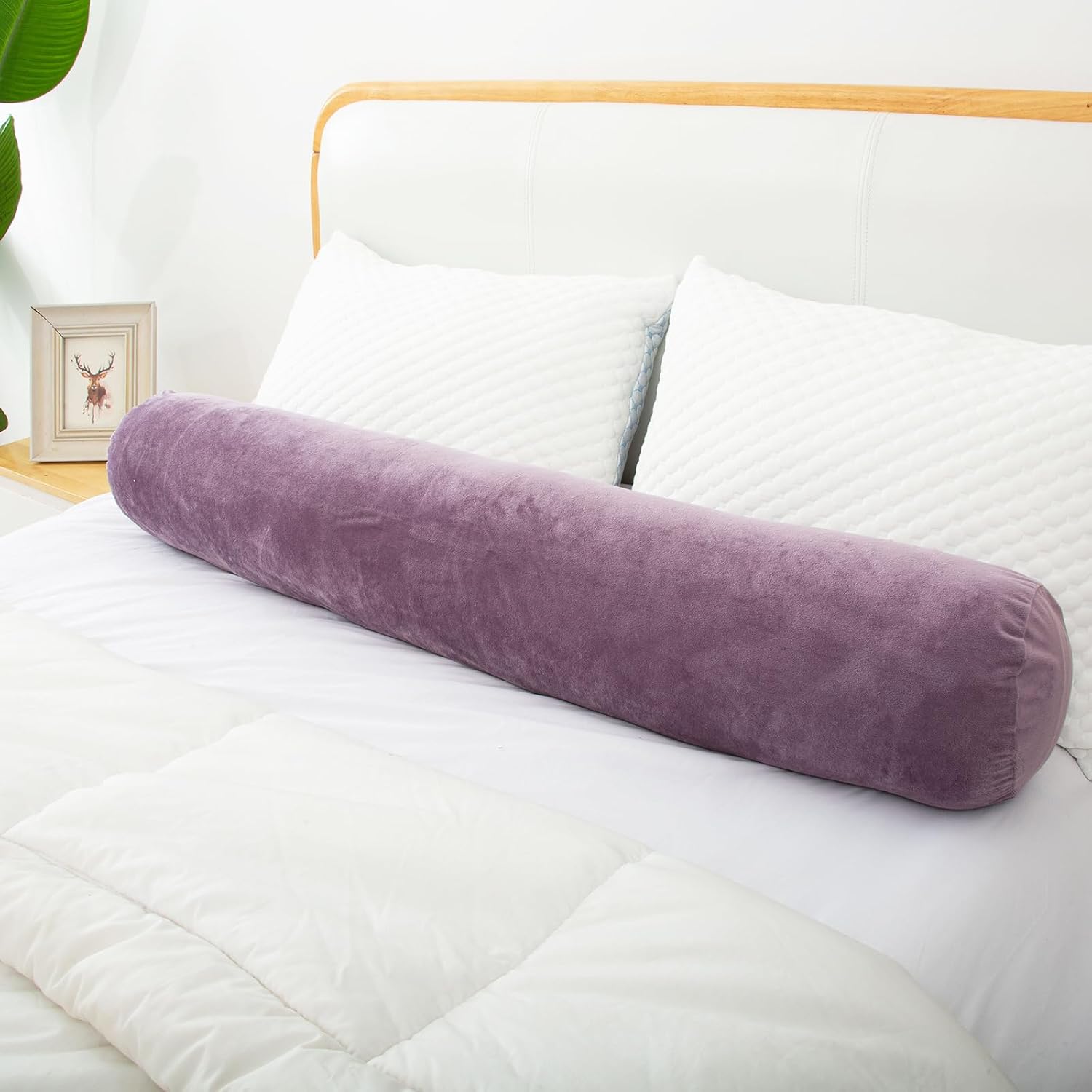1 MIDDLE ONE Bolster Pillow for Bed, Long Round Body Pillow for Adults with Removable Velvet Cover, Decorative Tube Roll Cylinder Pillow…