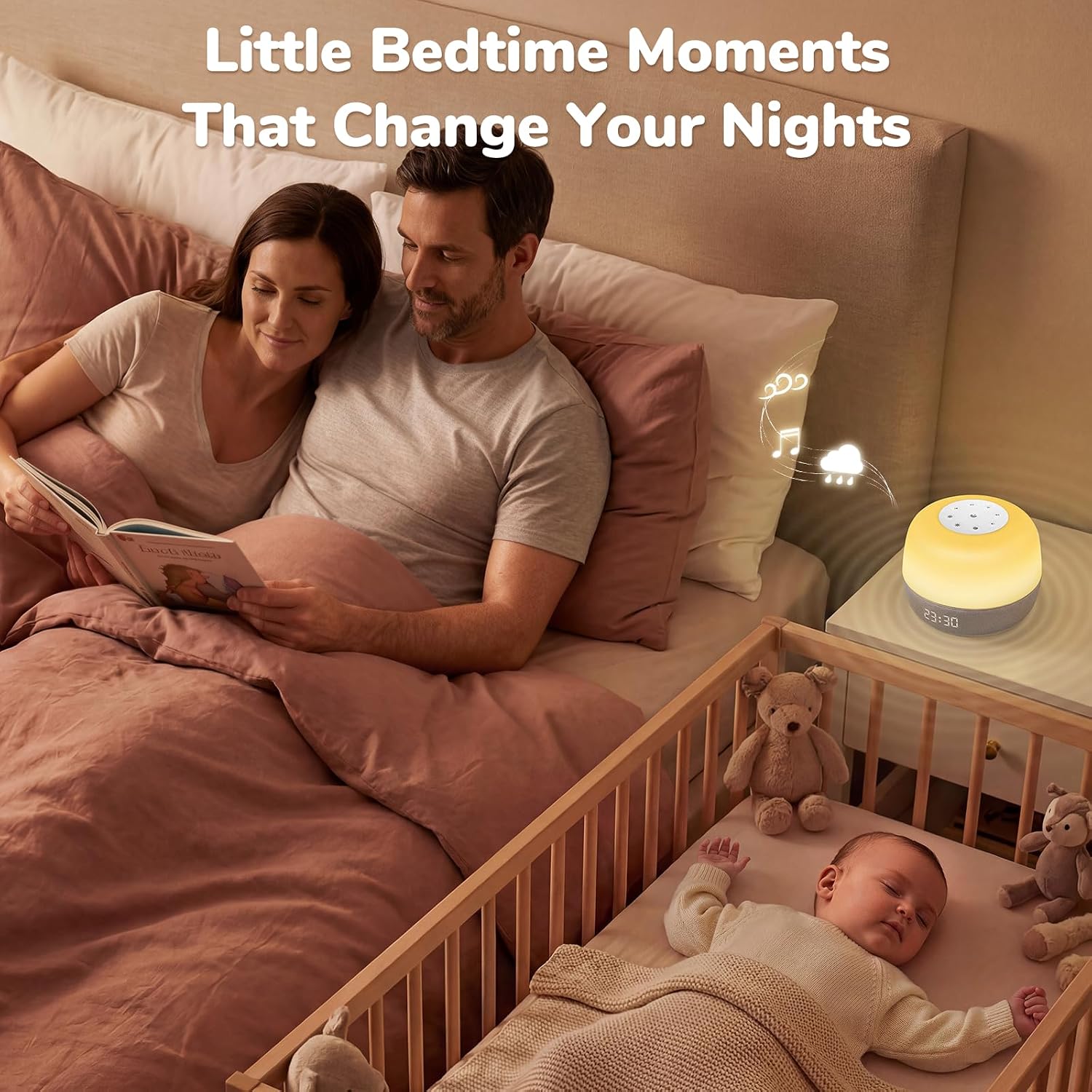2025 Mom's Choice Awards | Sound Machine Baby White Noise Machine with Sunrise Alarm Clock & App Control – 360° RGB Night Light, Sleep…