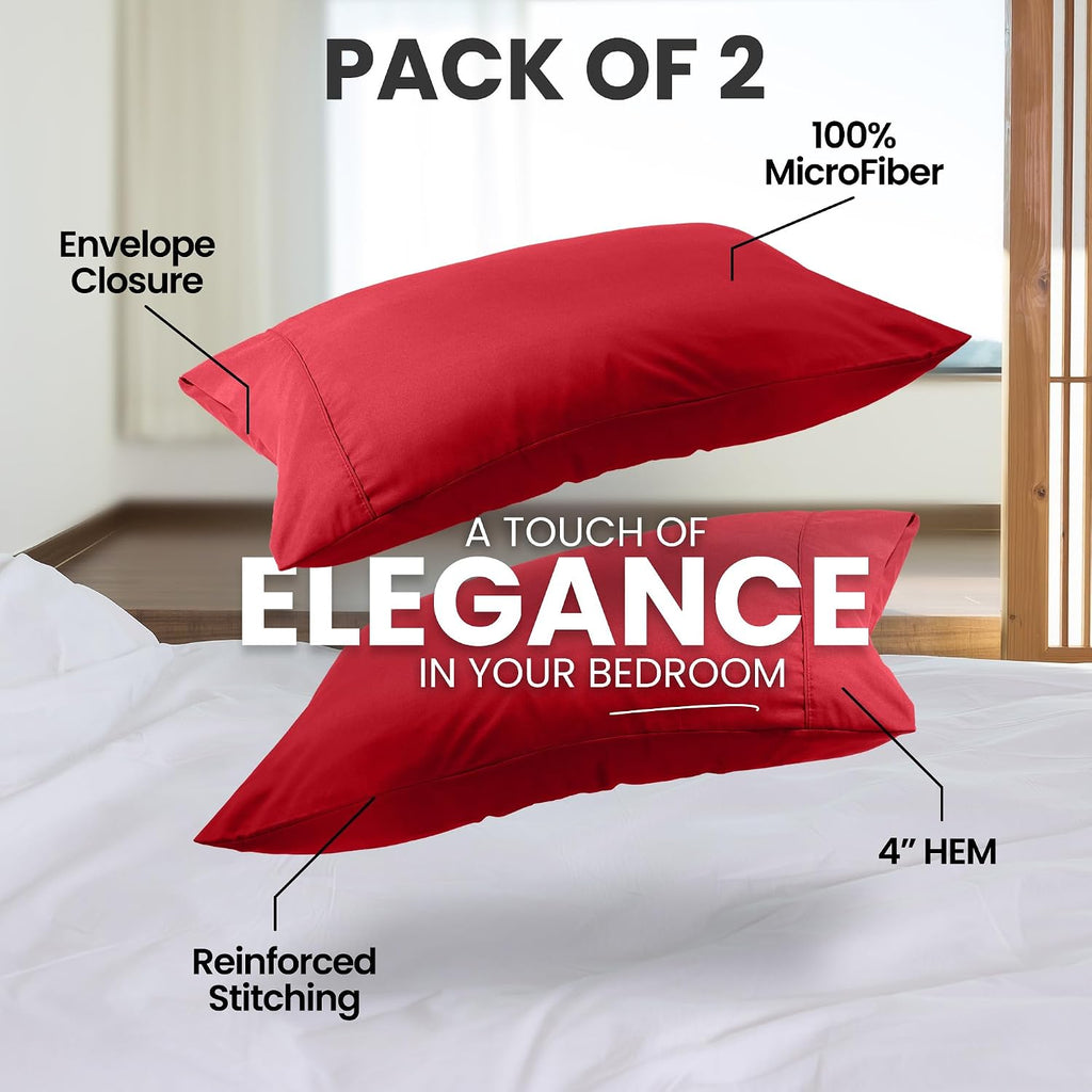 Utopiabedding Utopia Bedding King Pillow Cases - 2 Pack - Envelope Closure - Soft Brushed Microfiber Fabric - Shrinkage and Fade Resistant…