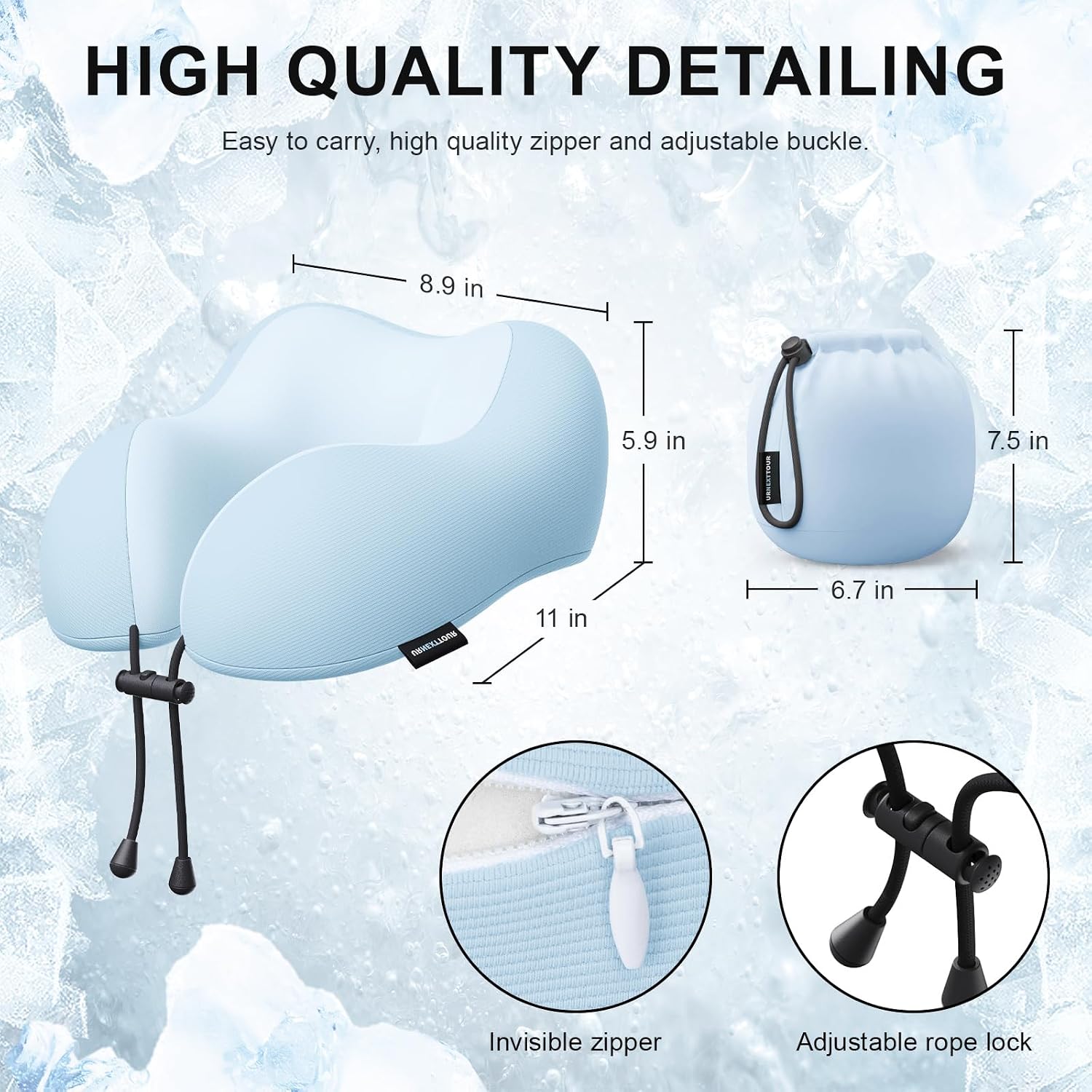 Urnexttour Travel Pillow for Airplane Memory Foam Neck Pillow, Soft & Support Travel Pillow for Travelling, Sleeping Rest, Car, Train and H…