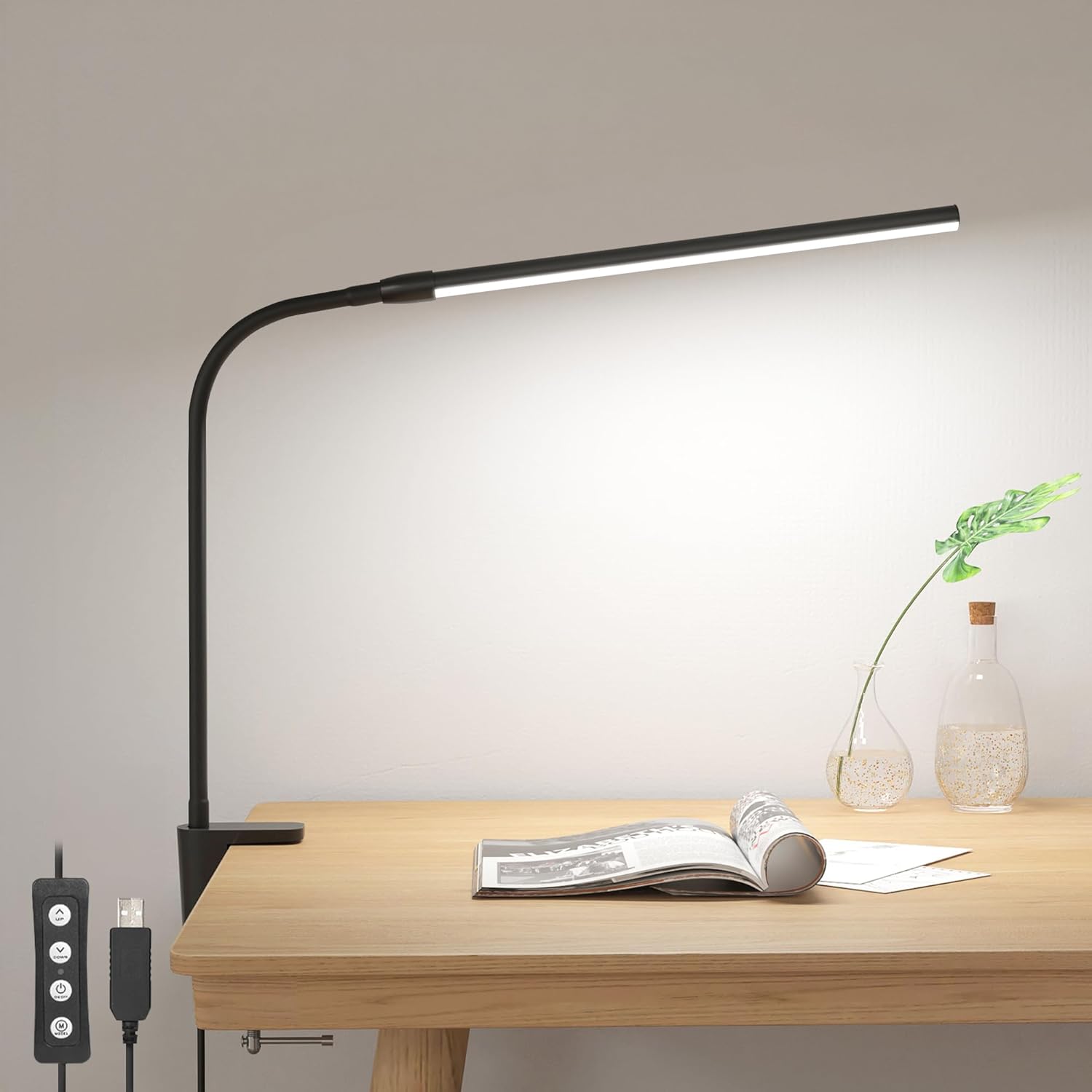 Lepro Clip on Desk Lamp LED Reading light Dimmable USB Small Clamp Lamp with 3 Color Modes 10 Brightness, Adjustable Flexible Gooseneck…