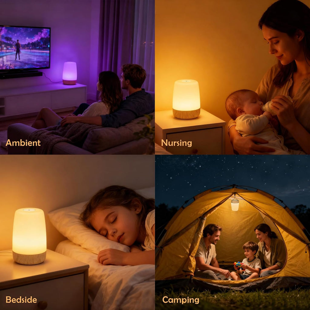 ELITUN Bedside Baby Night Light, Changing 256 RGB Colors Rechargeable Night Light for Kids, Small Wireless Table&Bedside Lamp, Eye Caring…
