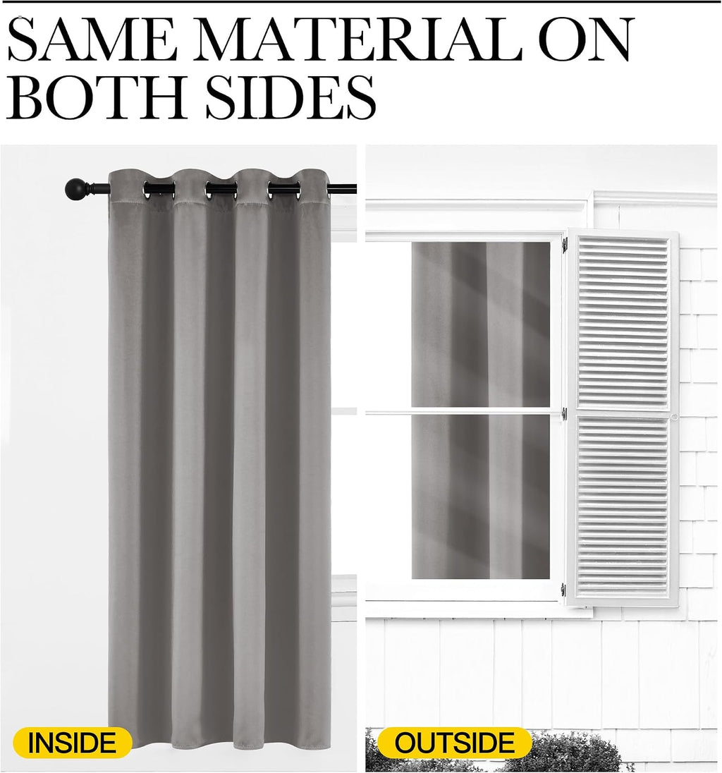 Nicetown Chrome Gray Blackout Curtains 84 inches Long for Bedroom, Grommet Thermal Insulated Light Blocking Window Treatments for Living Ro…