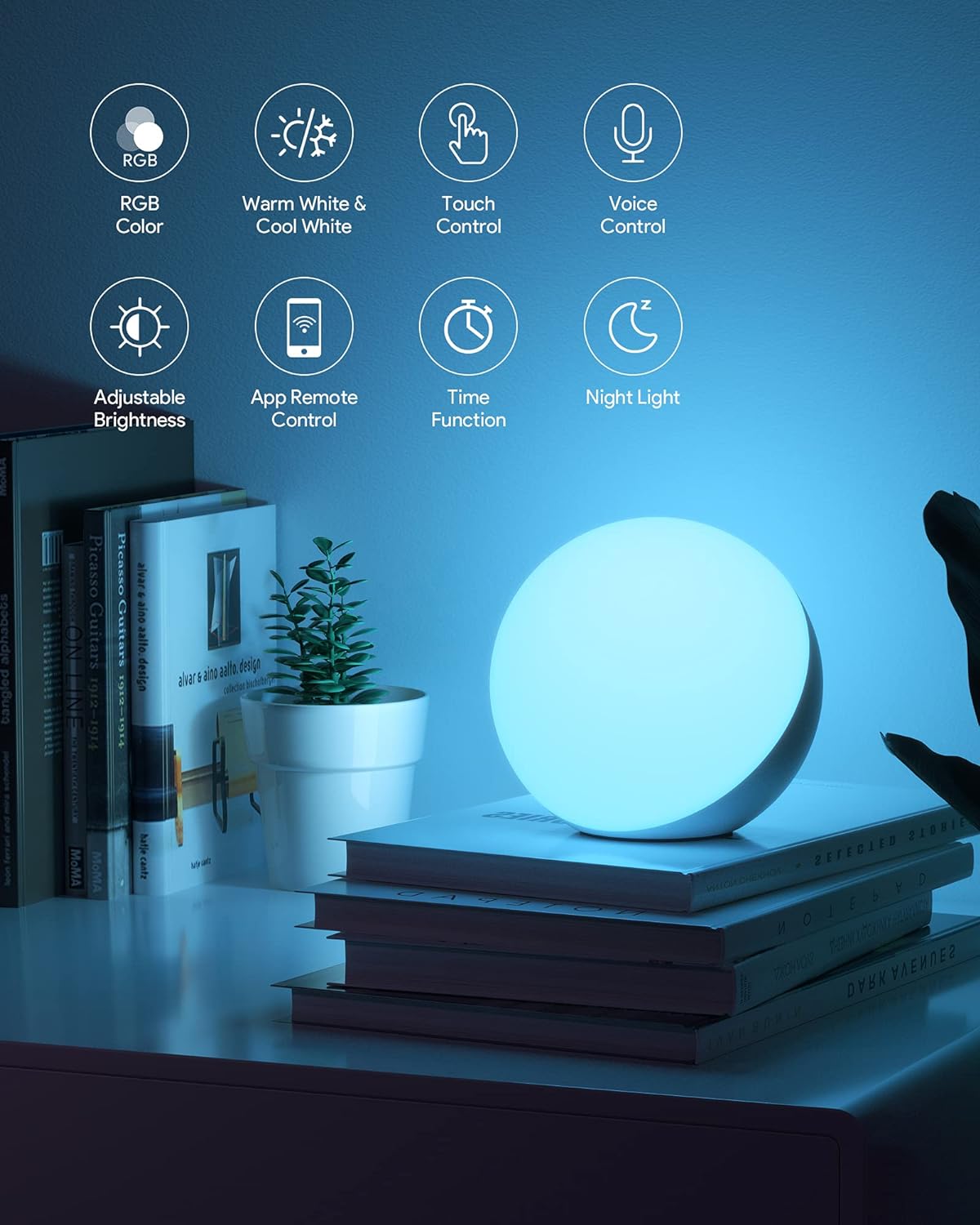 HifreeDirect Hifree Smart Table Lamp, Dimmable Desk Lamp with App/Voice Control, LED RGB Color Changing Touch Lamp, Night Lamp for Bedroom…