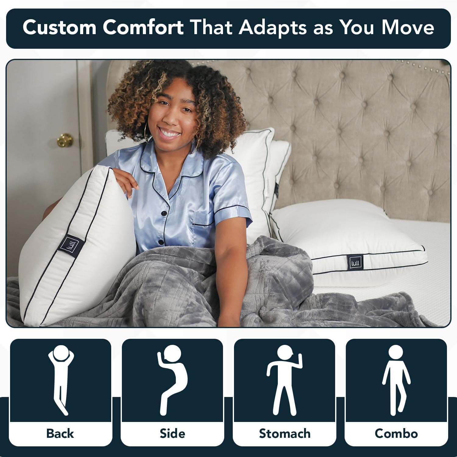 Lull Original 3-Layer Hypoallergenic Pillow — Down Alternative for Neck & Spine Support — Bed Pillows for Sleeping — Cooling, Breathable, M…